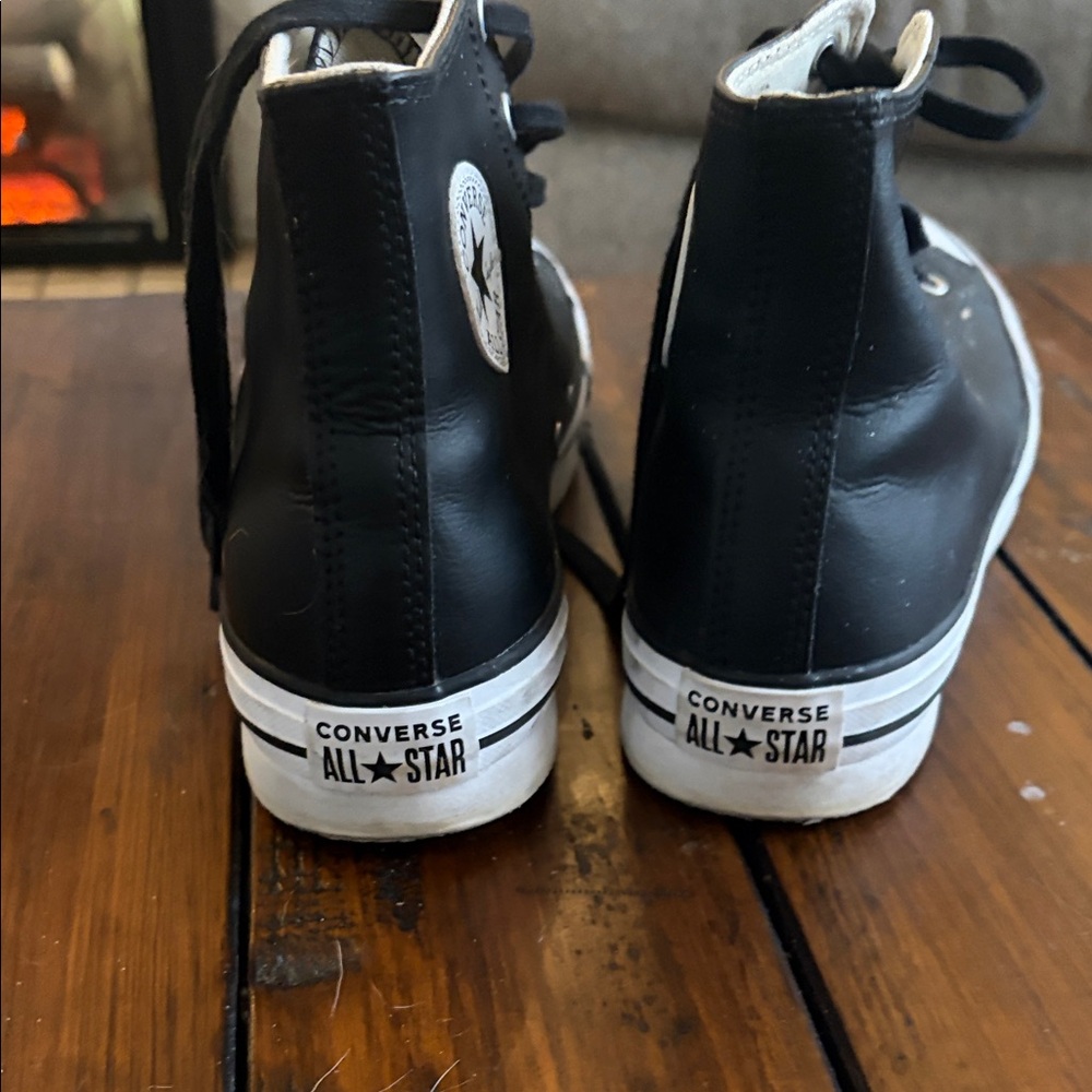 Converse Black and Cream Low-Top Leather Sneakers - Picture 6 of 6